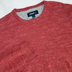 Johnnie-O Cotton Crewneck Sweater Maroon Heathered Knit Pullover Large Golf